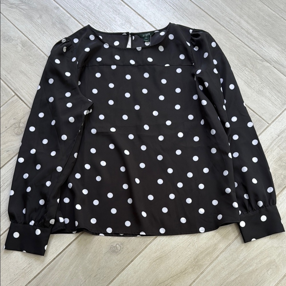J. Crew Black and White Polka Dot Blouse
